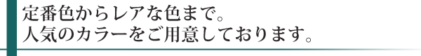 定番色からレアな色まで。人気のカラーをご用意しております。