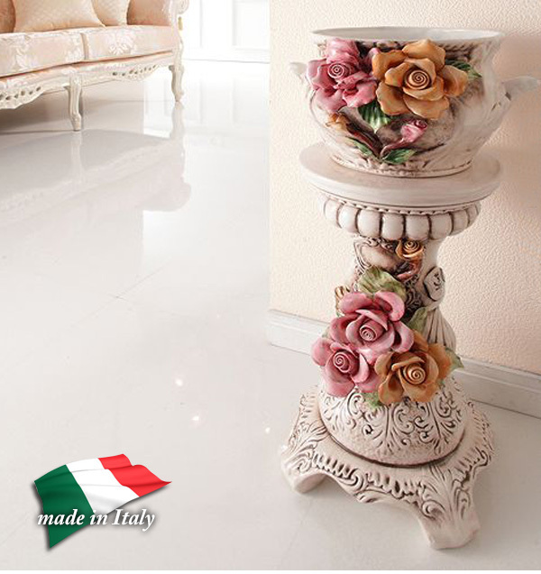 花台 イタリア家具 陶器 花瓶 輸入家具 イタリア家具 クラシック家具
