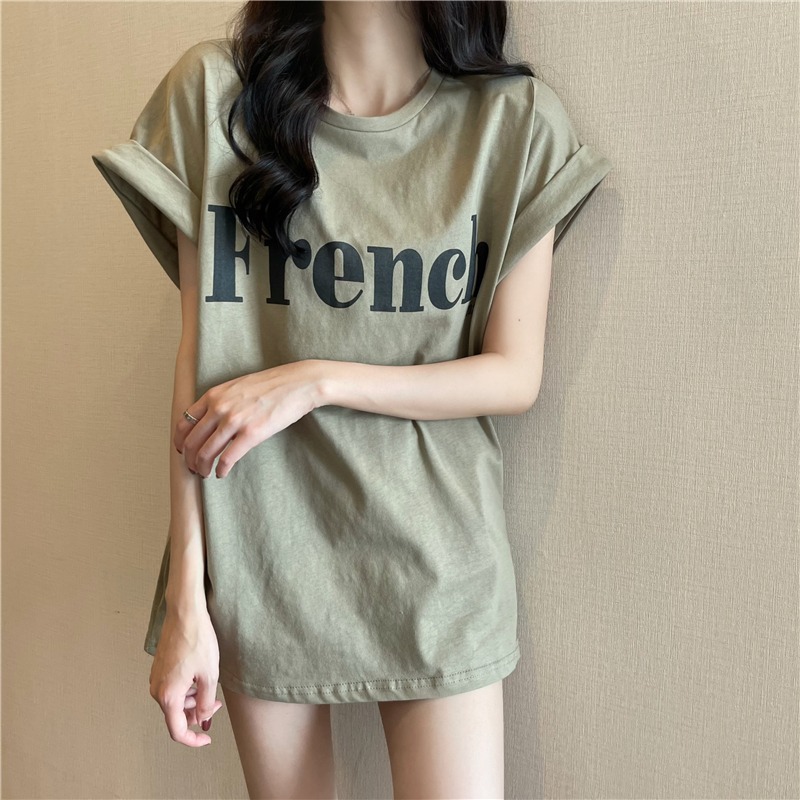 Tシャツ tシャツ レディース 白 M L シンプル French フレンチスリーブ 全３色 送料無...