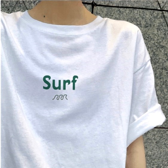 tシャツ Tシャツ レディース 半袖 白 シンプル無地 全3色 英字 surf 送料無料