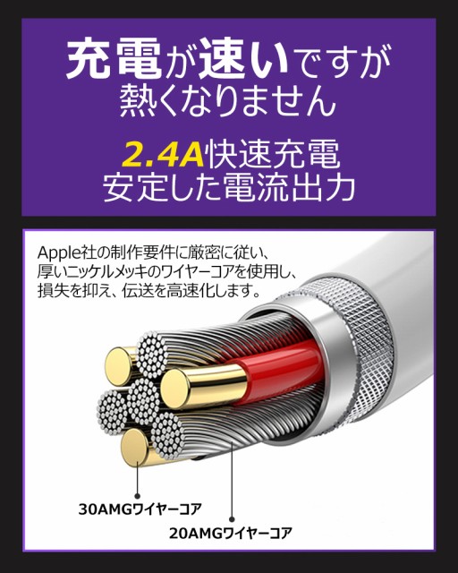 iPhoneケーブル Type C lightning  ライトニングケーブル 急速充電 安い データ転送 純正品質 断線防止｜pinestone2020｜11