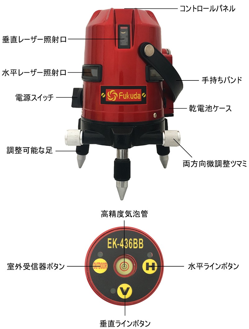 FUKUDA|フクダ フルライン レーザー墨出し器 EK-436BB 7ライン 縦×4 