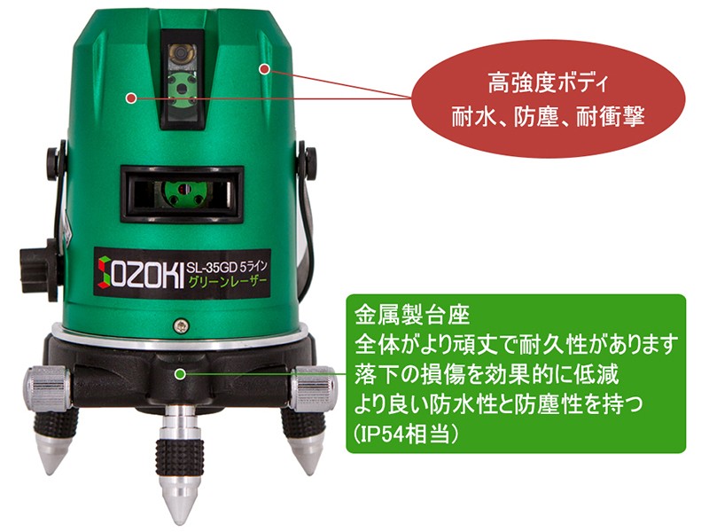 SOZOKI 5ライン ダイレクトグリーンレーザー墨出し器 SL-35GD 