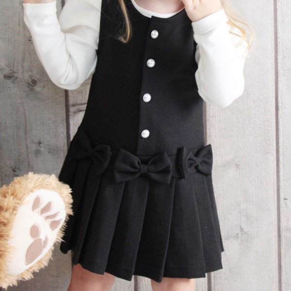 フォーマル ワンピース スカート 女の子 子供服 キッズ 入学式 入園式 卒業式 お出かけ リボン プリーツ ネイビー 紺色 黒 Rora 通販 Yahoo ショッピング