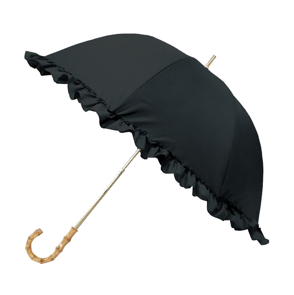 日傘 完全遮光 長傘 晴雨兼用 レディース 大きめ フリル バンブー 雨傘 uv 紫外線 深張り 遮...