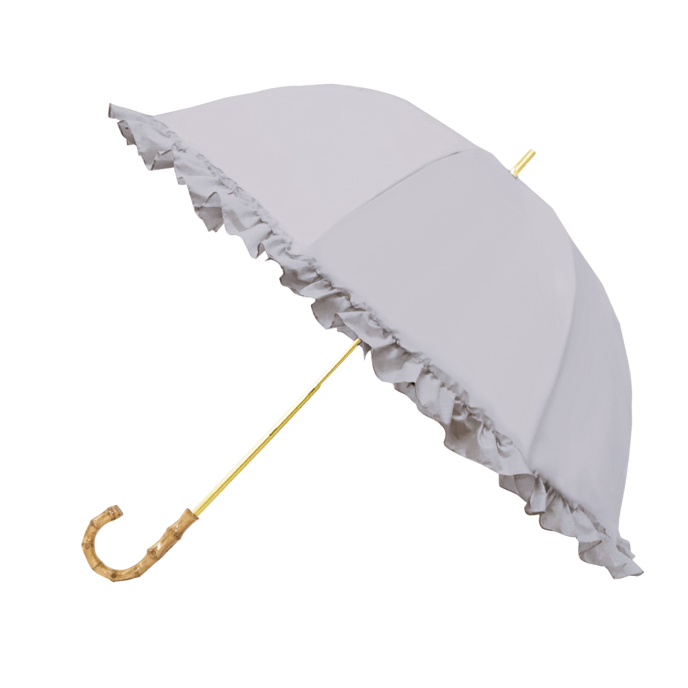 日傘 完全遮光 長傘 晴雨兼用 レディース 大きめ フリル バンブー 雨傘 uv 紫外線 深張り 遮光率100% uvカット率99.9% pink  trick ピンクトリック