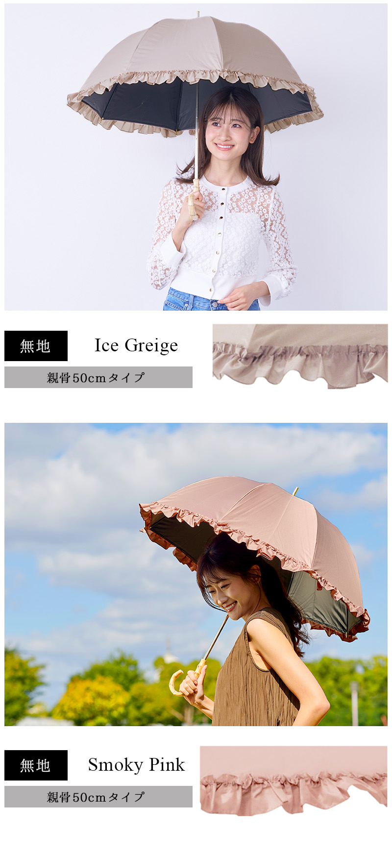 完全遮光 日傘 ピンクトリック フリル 可愛い