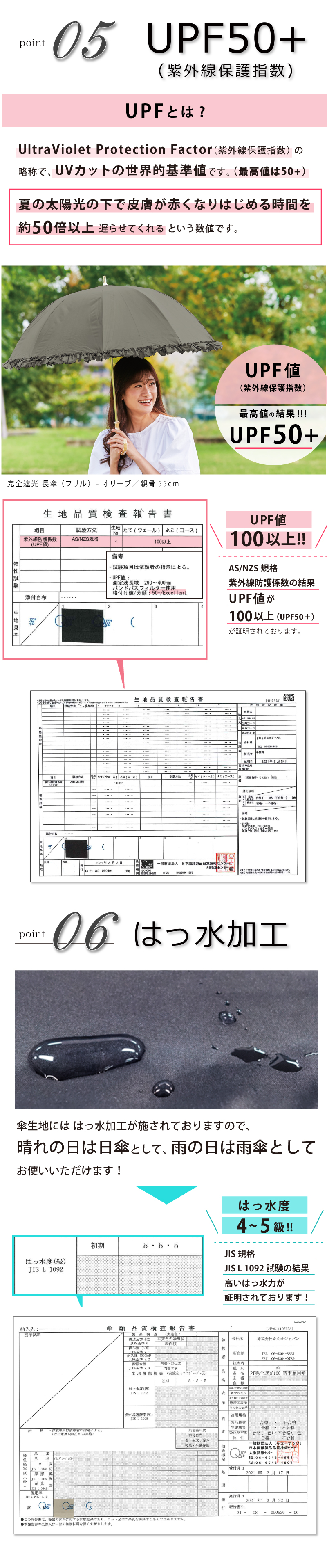 完全遮光 日傘 ピンクトリック フリル 可愛い