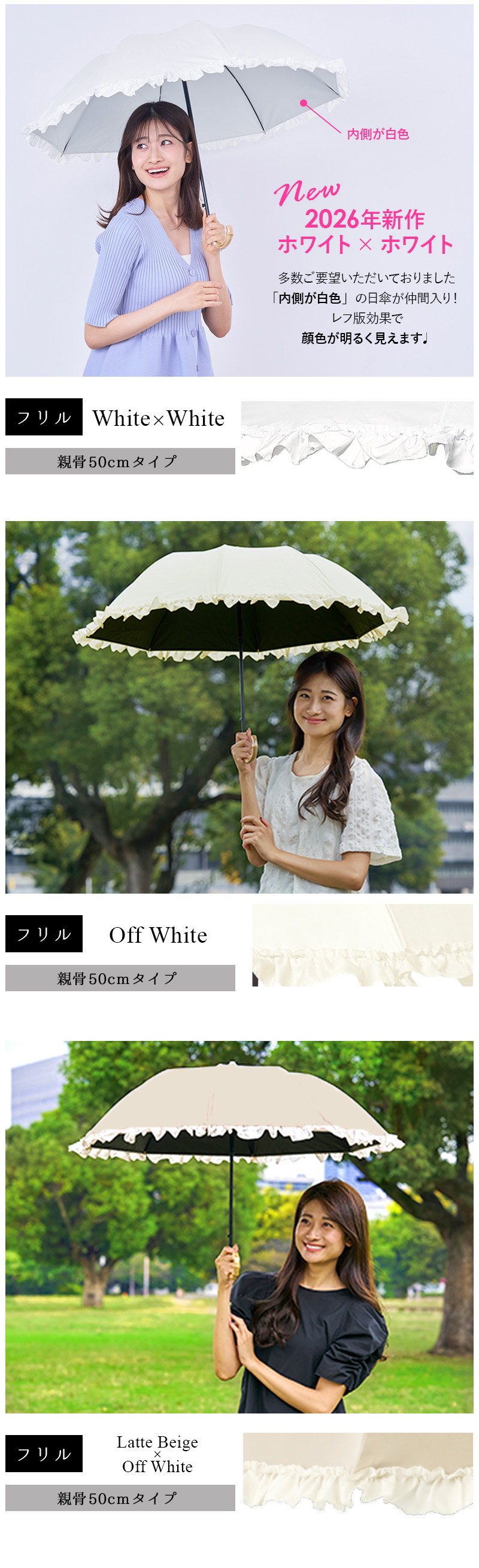完全遮光 日傘 ピンクトリック フリル 可愛い
