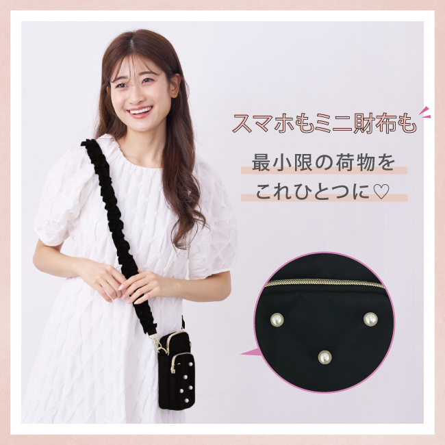 pink trick パールドット スマホショルダー バッグ 鞄 かばん