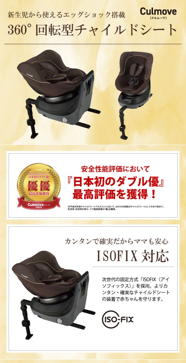チャイルドシート 新生児 isofix 3歳 1歳 2歳 クルムーヴ ISOFIX ...