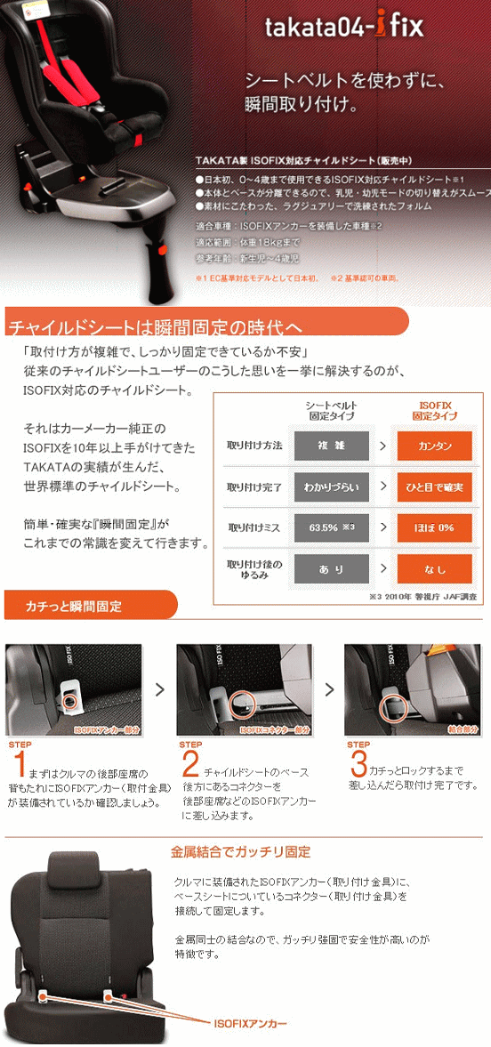 チャイルドシート takata04-I fix レザーセレクション takata タカタ