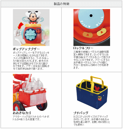 Disney 【おまけ付】 ポップンカーゴ三輪車 ミッキーマウス