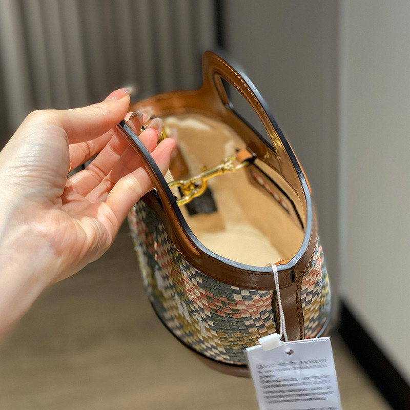 MARNI(マルニ) ブラウン レザーとラフィアエフェクト