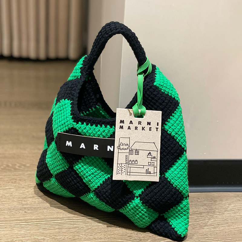 【新品・未使用】MARNI マルニ ピクニックバッグ　人気のグリーン マルニ/トートバッグ/ピクニックバッグ/グリーン×イエロー×白