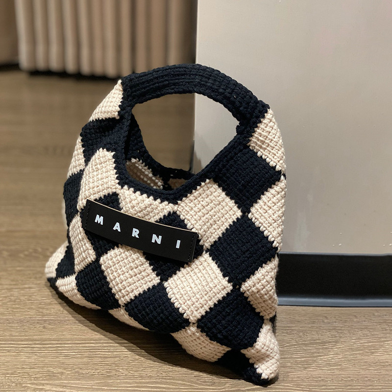 MARNI(マルニ) ホワイト&ブラック MARNI MARKET DIAMOND テックウールミニバッグ