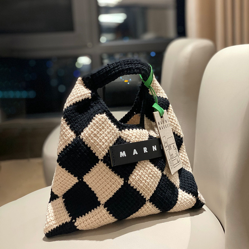 ミディアムレッド&ベージュ MARNI MARKET DIAMOND テックウール