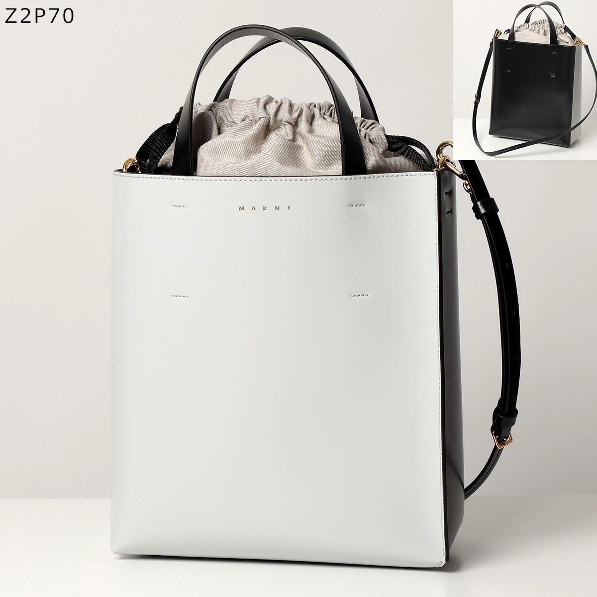 MARNI マル二 レディース ショッピングバッグ カーフスキン ロゴ MARNI マルニ バッグ レディース シャイニーカーフスキン MUSEO