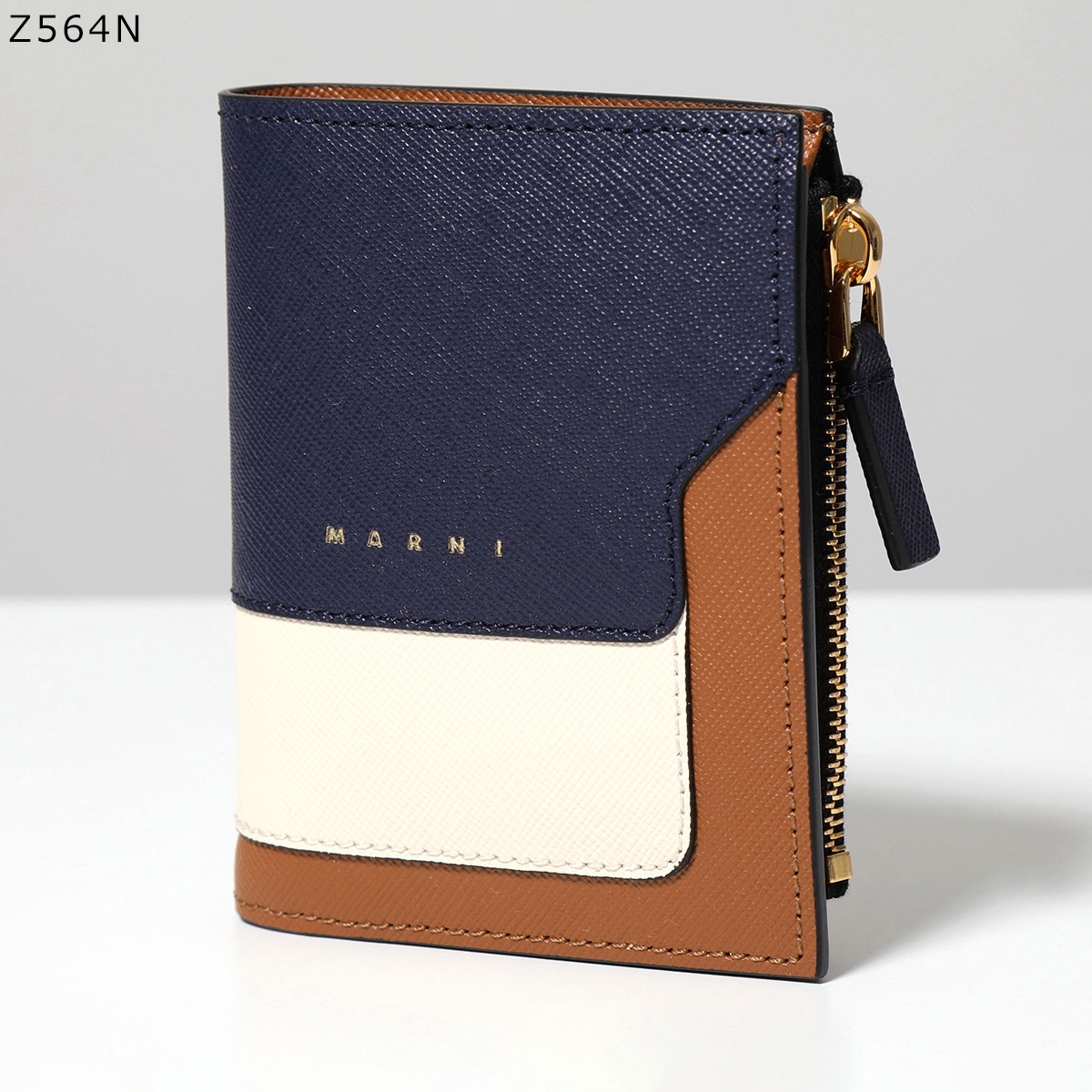 MARNI サフィアーノ 二つ折り財布 ミニ財布 ウォレット 豆財布 ブルー サフィアーノレザー二つ折りウォレット | Marni