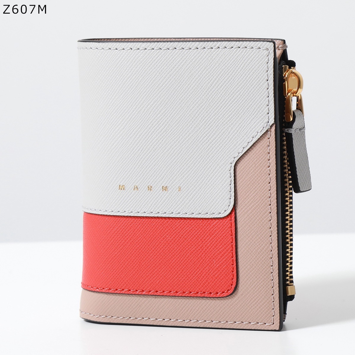 【美品】MARNI (マルニ) サフィアーノレザー 二つ折り 財布 ディープブルー グリーン サフィアーノレザー製 二つ折り