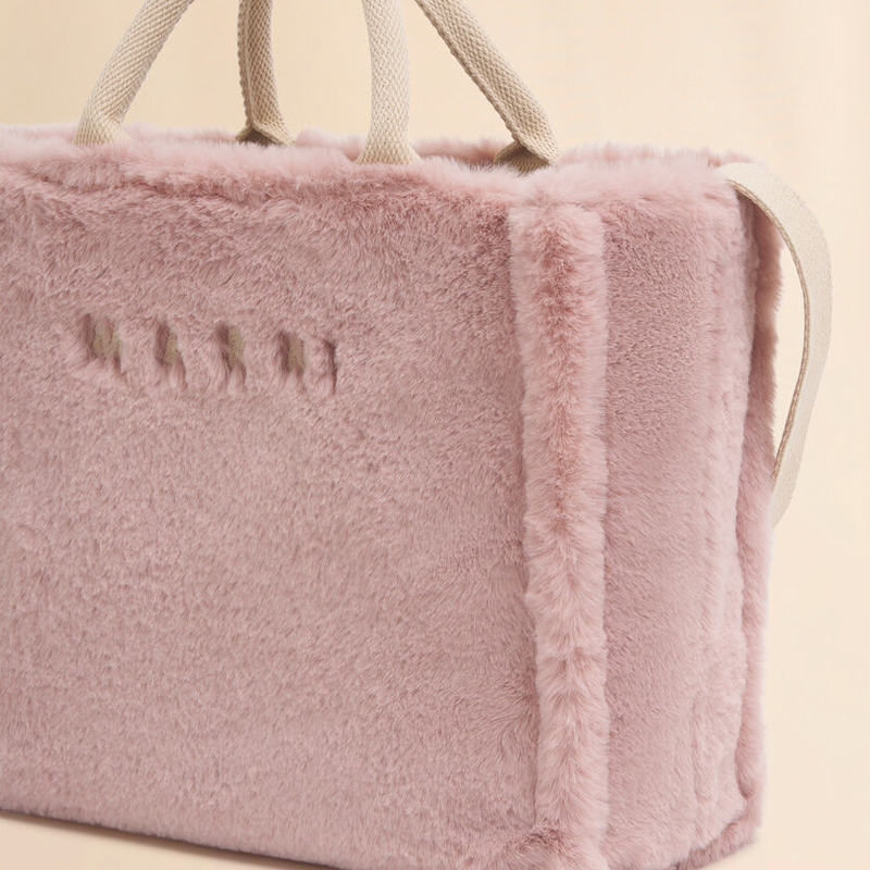 MARNI マルニ ピンク ライトピンク フェイクファー製バスケット