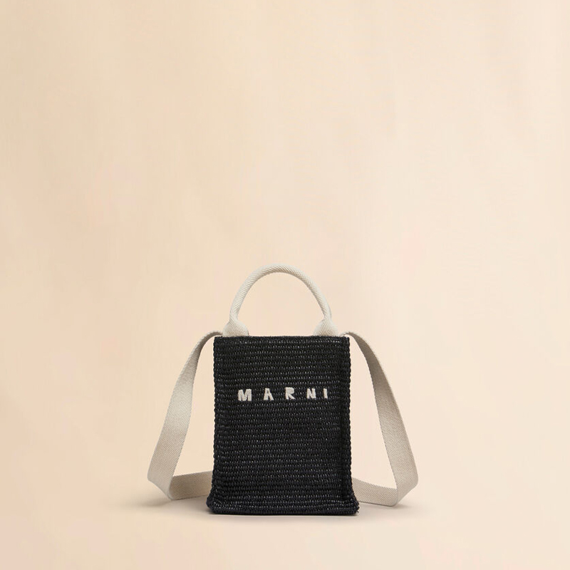 MARNI（マルニ） ブラック ラフィアエフェクトミニトートバッグ
