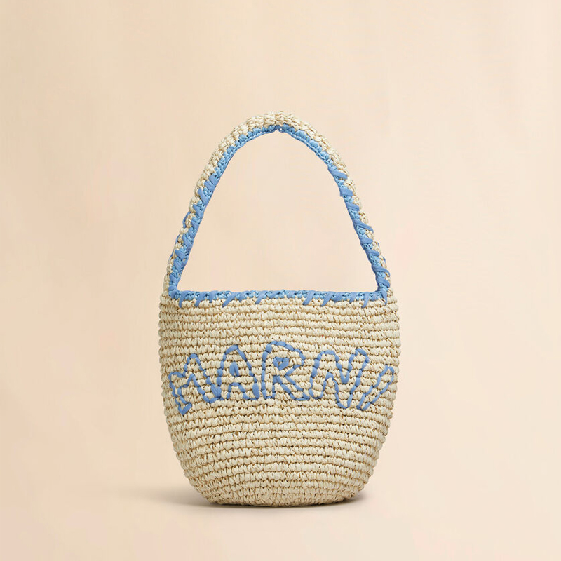 美品✨ MARNI マルニ MUSEO スモール ホーボー　かごバッグ ラフィア MARNI（マルニ） ナチュラルラフィア ブルー Nassa スモールホーボー