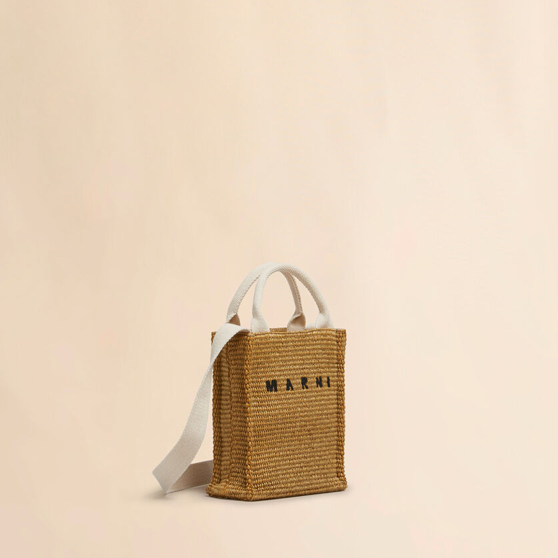 MARNI（マルニ） ブラウン ラフィアエフェクトミニトートバッグ