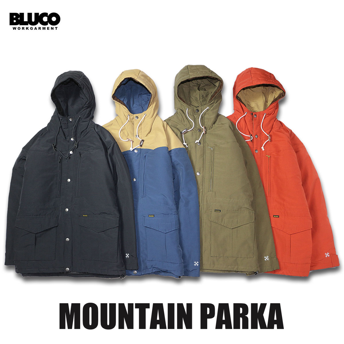 BLUCO(ブルコ) OL-047-022 MOUNTAIN PARKA 4色(BLK/B.RED/OLV/NVY-KHK