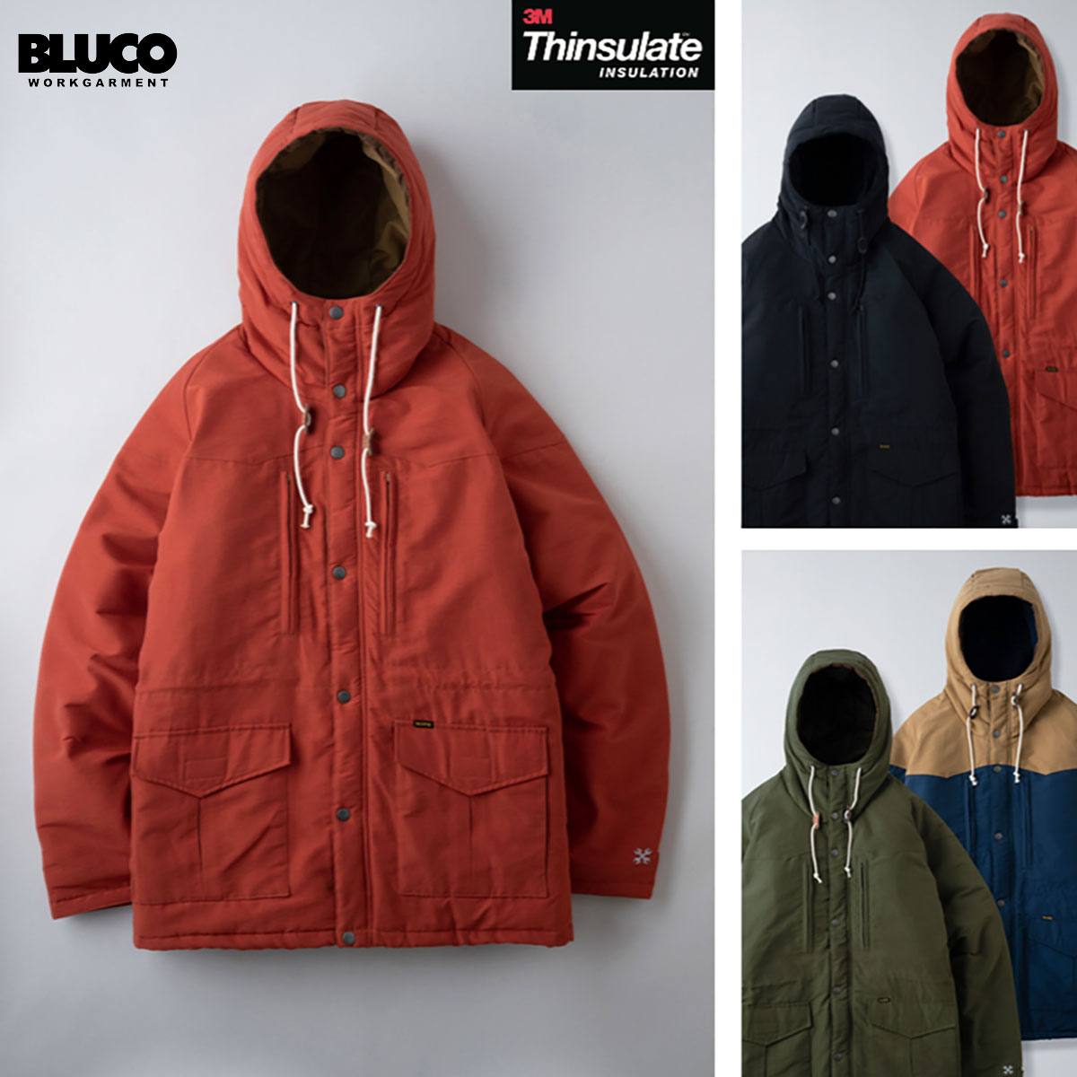 BLUCO(ブルコ) OL-047-022 MOUNTAIN PARKA 4色(BLK/B.RED/OLV/NVY-KHK)☆送料無料☆  :047-022:Pins store - 通販 - Yahoo!ショッピング