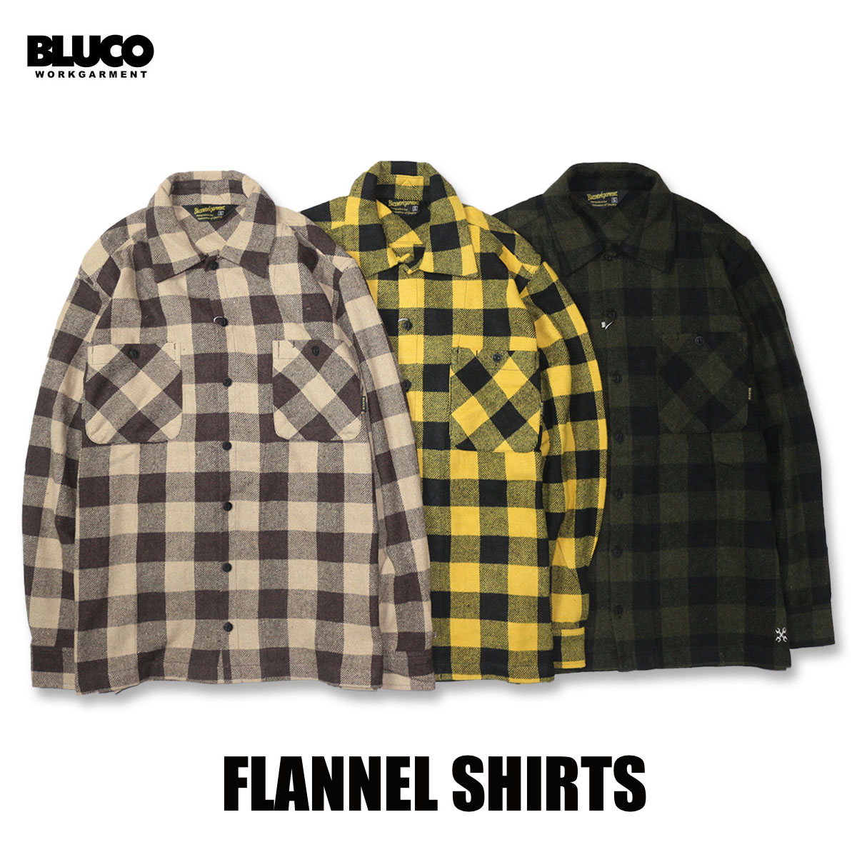 BLUCO(ブルコ) OL-048-022 FLANNEL SHIRTS 3色(BEG/OLV/YLW)☆送料無料☆ :048-022:Pins  store - 通販 - Yahoo!ショッピング