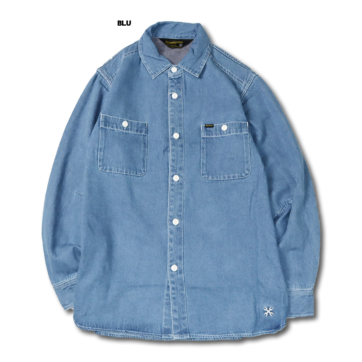 送料無料!!BLUCO(ブルコ) OL-1122 DENIM WORK SHIRT 3色(NVY/BLK/BLU)-