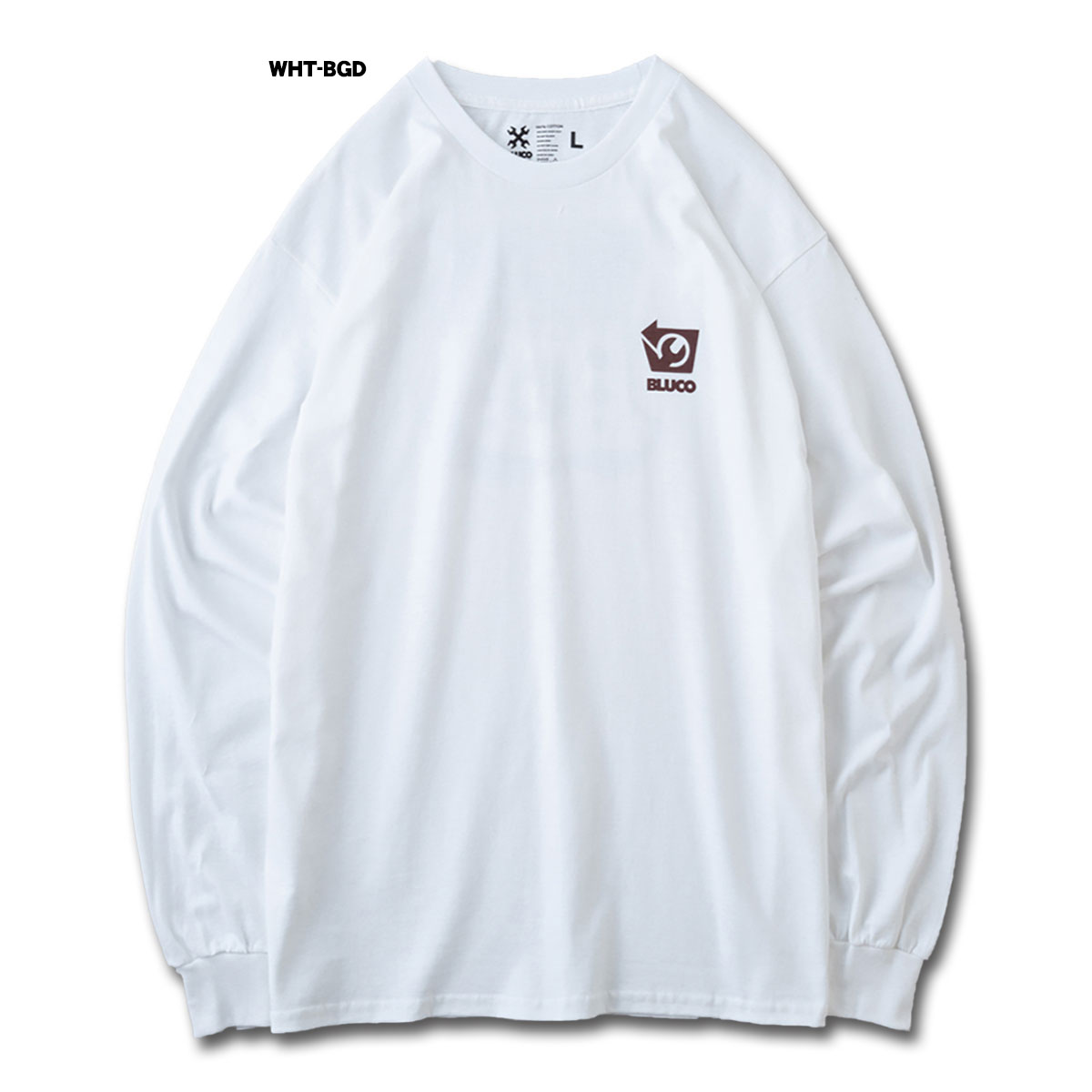 BLUCO(ブルコ) OL-1208 PRINT L/S TEE -B- 4色(WHT-BGD/WHT-BLK/BLK