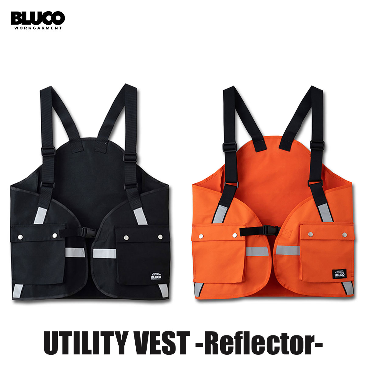 BLUCO(ブルコ) OL-1306 UTILITY VEST -Reflector- 2色(BLK/ORG