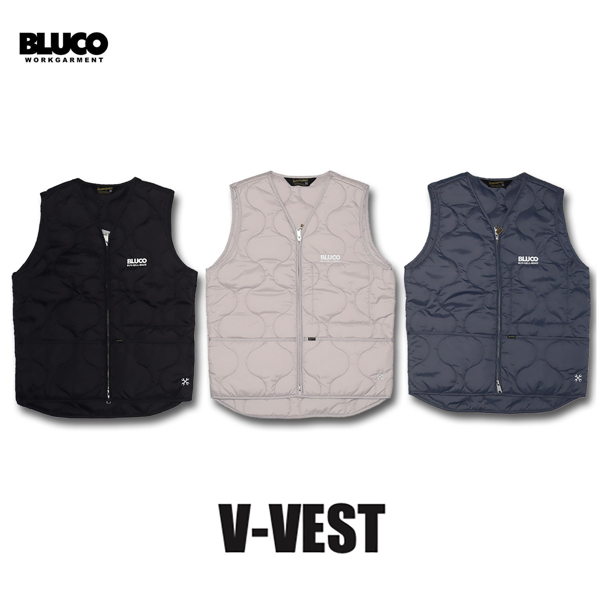 BLUCO(ブルコ) OL-1358 V-VEST 3色(L.GRY/BLK/S.GRY)☆送料無料