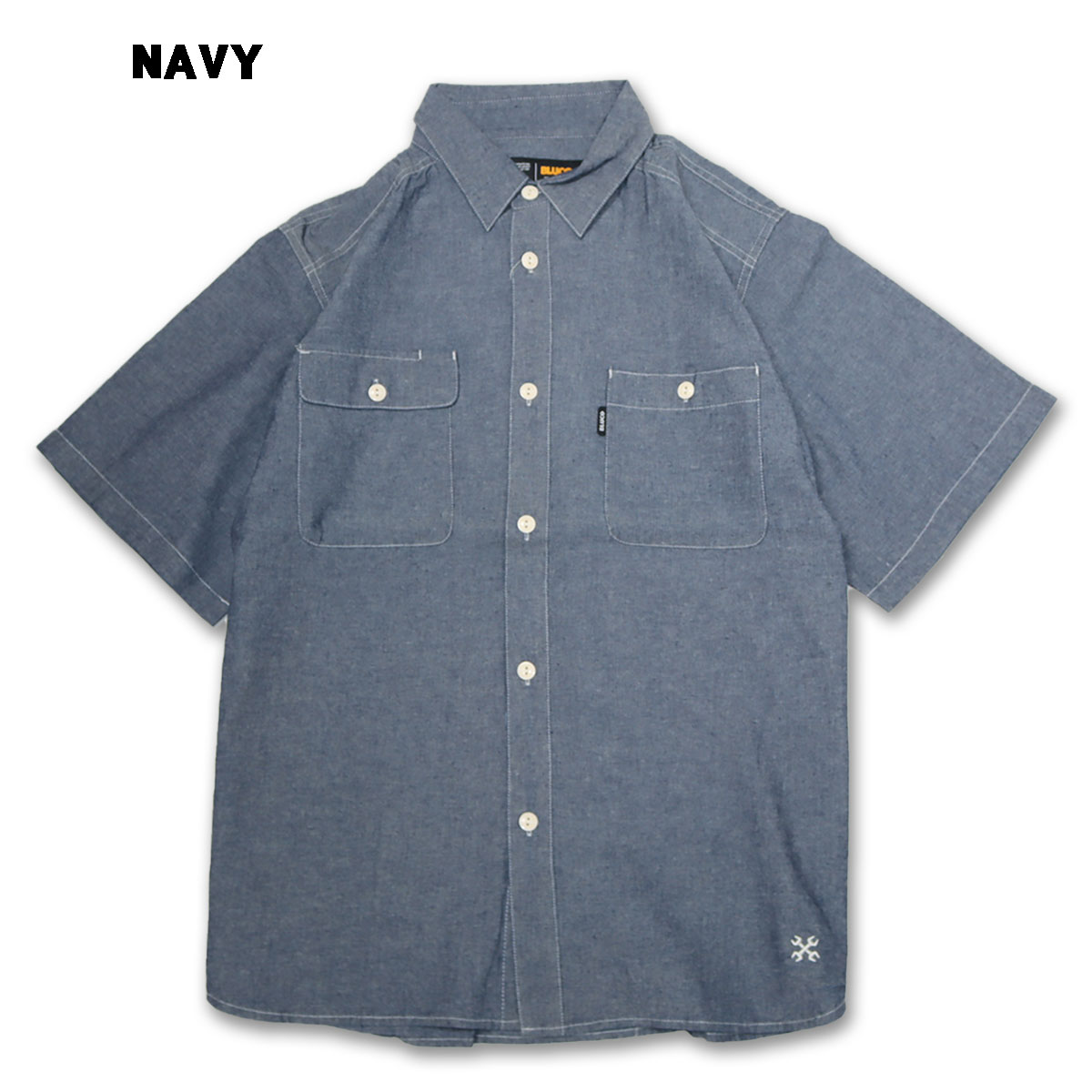 BLUCO(ブルコ) OL-21-005 CHAMBRAY WORK SHIRT S/S 3色(BLACK/NAVY/SAX) BLUCO（ブルコ） OL-21-005 CHAMBRAY WORK SHIRT S/S 3色(BLACK/NAVY