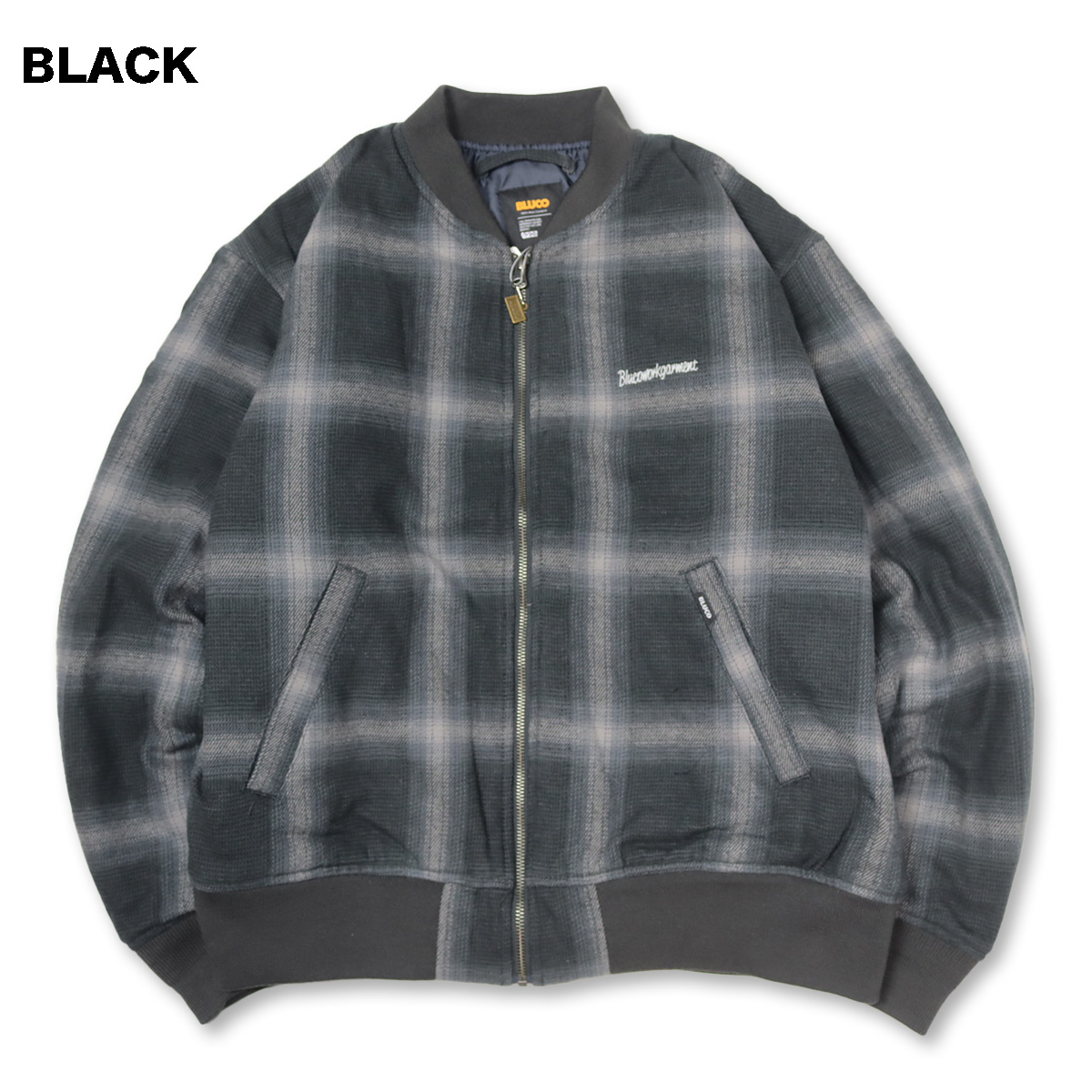 BLUCO(ブルコ) OL-31-039 OMBRE CHECK BOMBER JACKET 2色(BLACK/BROWN) BLUCO（ブルコ） OL-31-039 OMBRE CHECK BOMBER JACKET 2色(BLACK