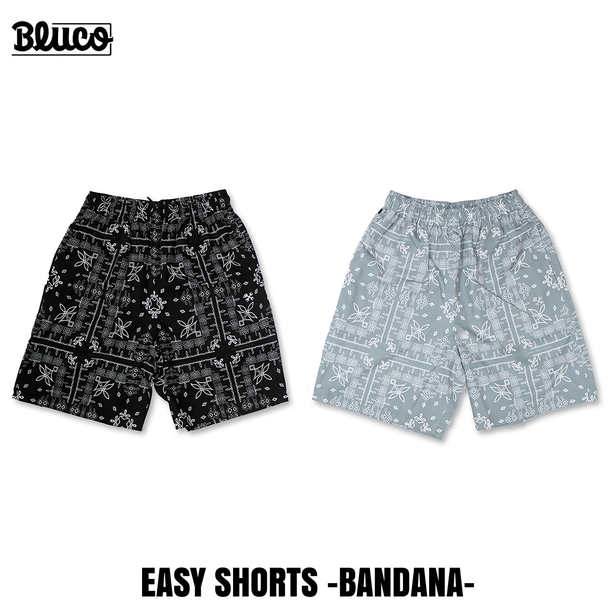 BLUCO（ブルコ） OL-45-011 イージーショーツ -Bandana- 2色(BLACK