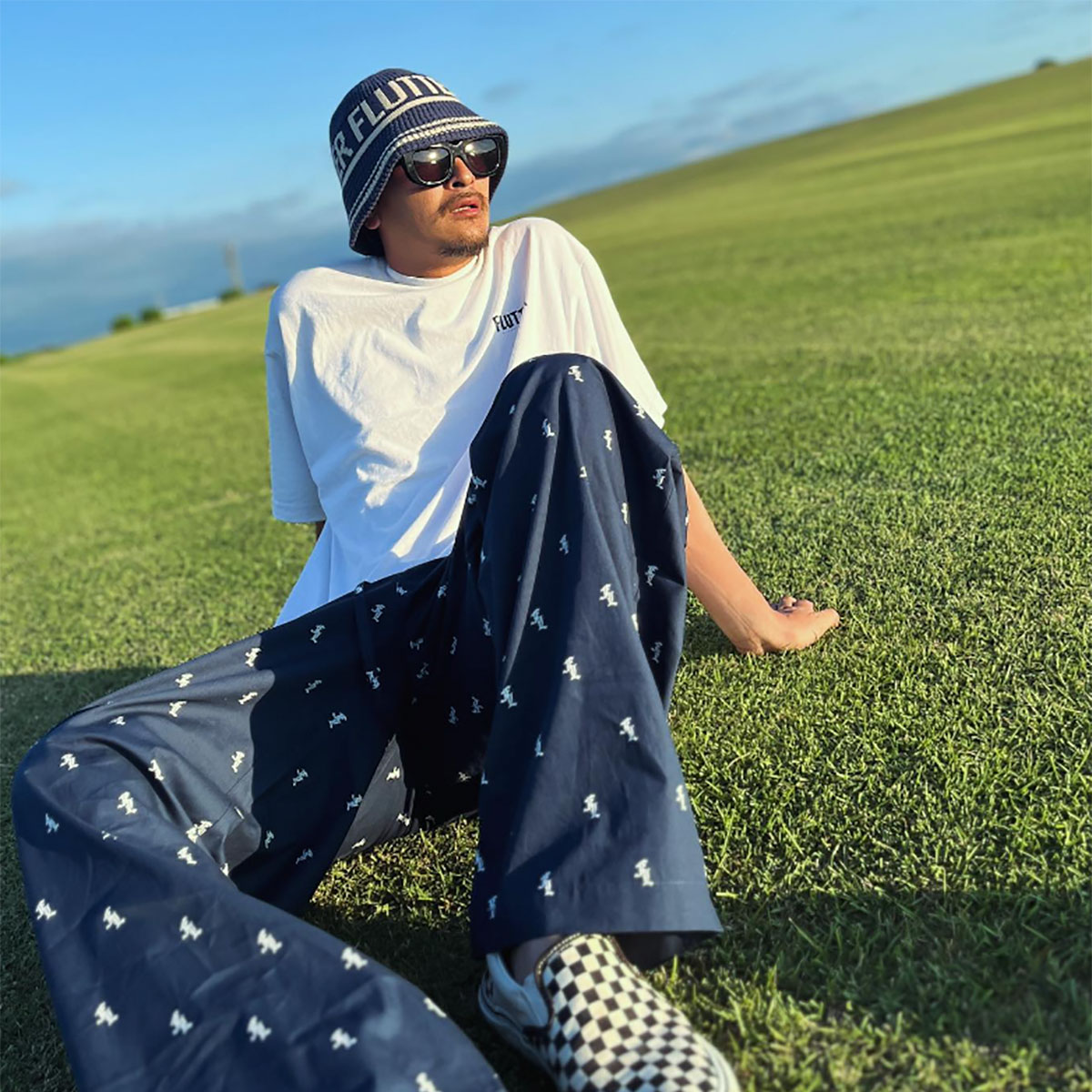 FLUTTER(フラッター) O/E FL logo Easy Pants (BLACK/OD/PURPLE