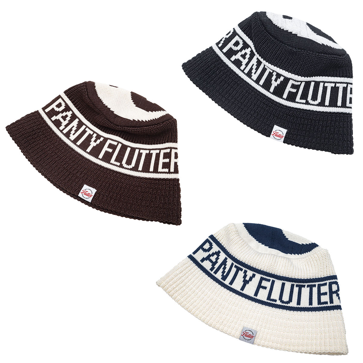 FLUTTER フラッター　バケットハット Lサイズ FLUTTER(フラッター) PDxFL Yin yang Knit Bucket hat 3色