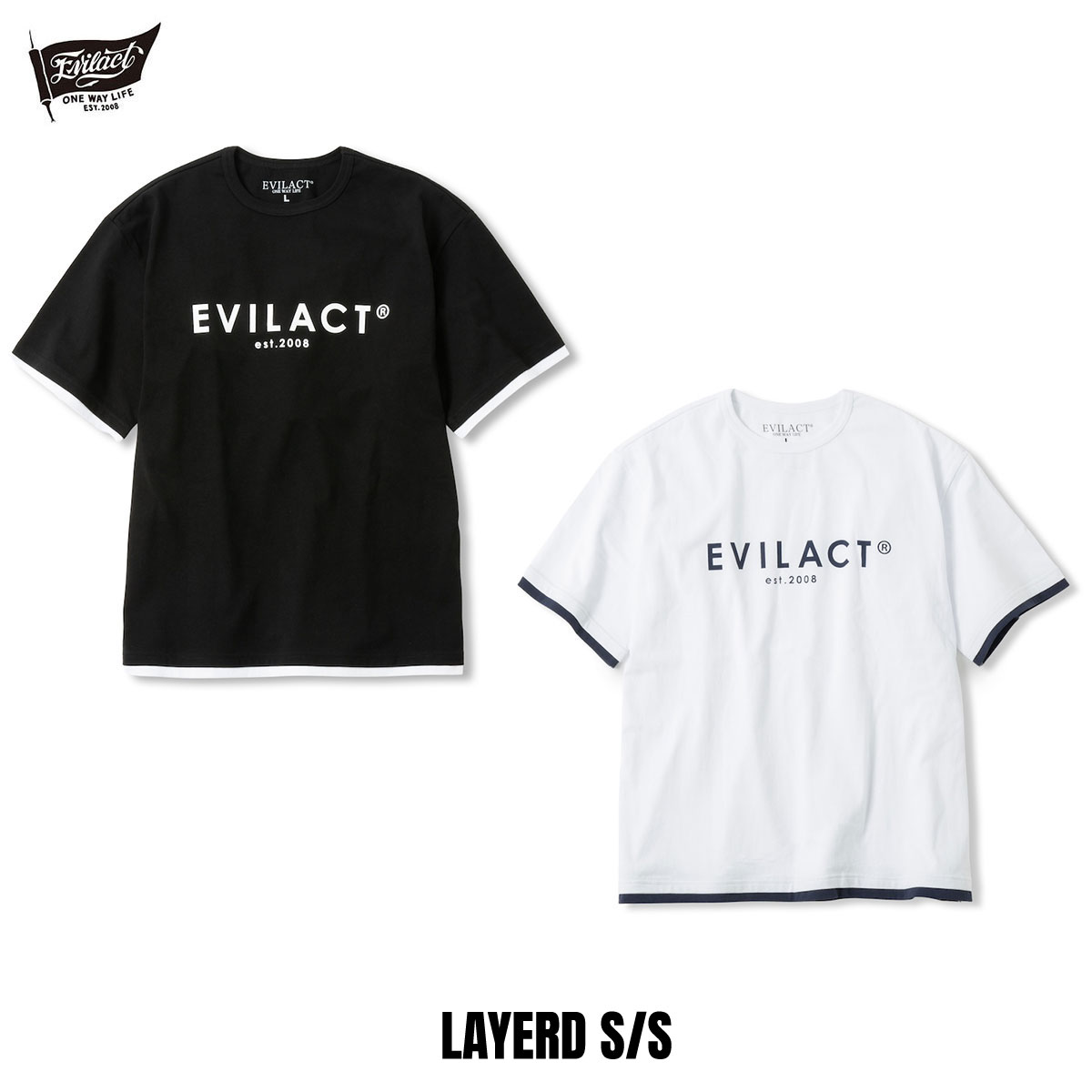 セールプライス!! EVILACT(イーブルアクト) LAYERD S/S (ブラック 