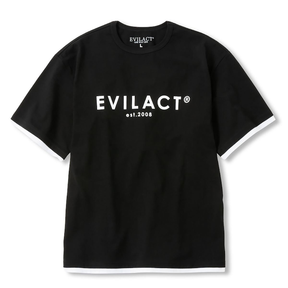 EVILACT(イーブルアクト) LAYERD S/S (ブラック/ホワイト)☆送料無料☆