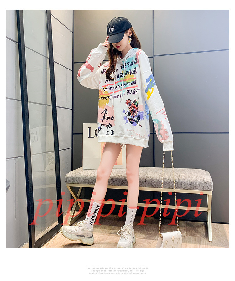 期間限定特価 カジュアルコート スポーツウェア パーカー 落書きtシャツ スエット トレンド 薄手スウェット 上着 プリント ゆったり フード付き 春秋 レディーストップス 長袖 パーカー カラー ブルー Www Fcc Com Br