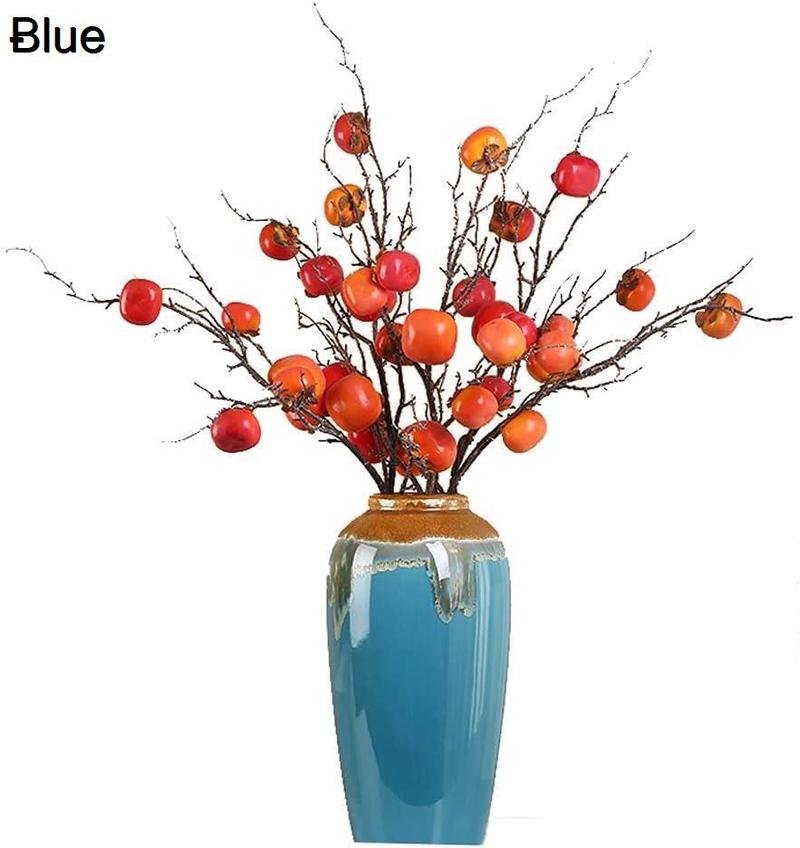 装飾 寝室のための中国風の造花のためのシンプルさのシンプルさのための柿の花瓶とオフィスの装飾のための陶磁器の花瓶 造花 (Color :｜pismile｜03