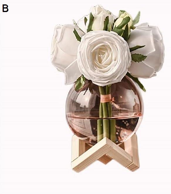 家のキッチンの結婚披露宴の装飾のための寝室のハイエンド偽の花の花束のためのガラスの花瓶の人工的なバラの花 造花 (Color : A)｜pismile｜03