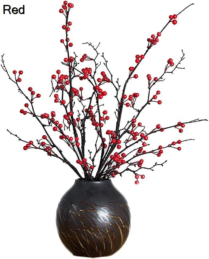 人工ラッキーフルーツの花とセラミックス花瓶家族のイベントの装飾テーブルの装飾結婚式の装飾に適しています 造花 (Color : Red)｜pismile｜02