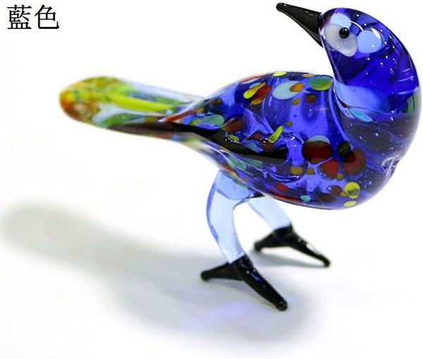 ガラスの鳥の置物カラフルなかわいい動物は家のテーブルの装飾の付属品のための小さい彫刻の装飾品、薄緑、約8cmを作ります｜pismile｜03