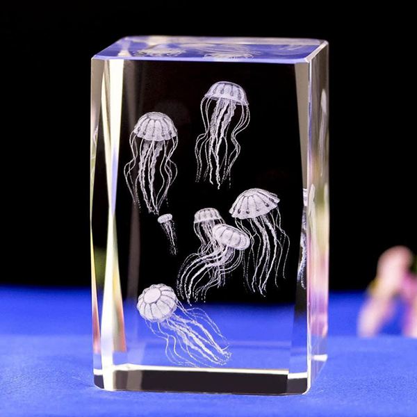 透明クリスタルガラス海洋動物クラゲ3D彫刻工芸品装飾品置物家の装飾誕生日の結婚式の贈り物、1｜pismile｜02