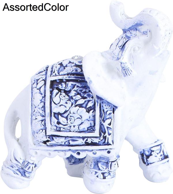 象の置物 樹脂製の象の像 白と青の象の置物 風水風水 幸運でエレガントな置物 象の像 収集価値のあるオーナメント ホーム オフィス 車用 S オー｜pismile｜02