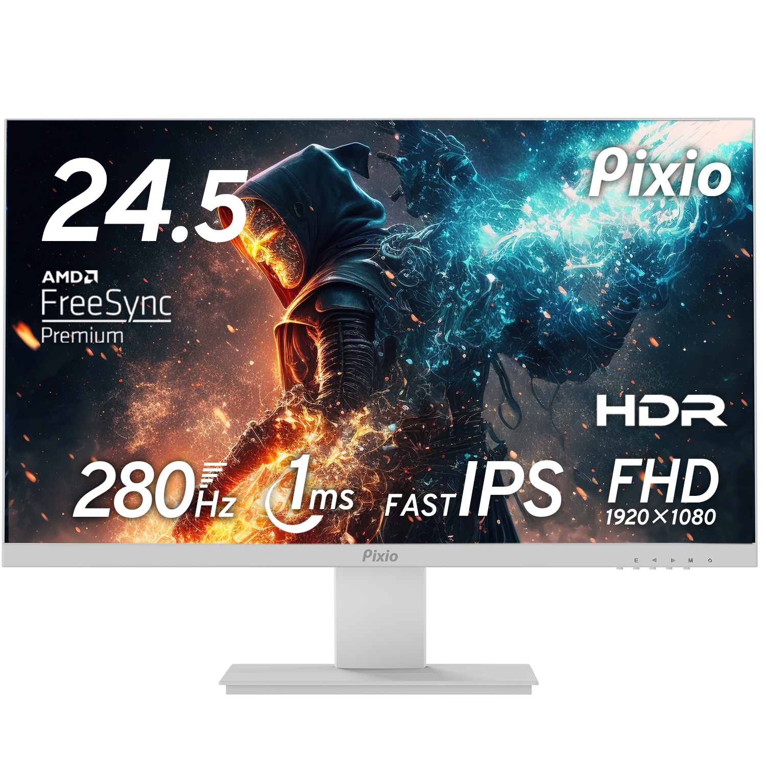 ゲーミングモニター 白 24インチ ホワイト 280Hz 液晶 ディスプレイ モニター IPS スピーカー内蔵 Pixio ベゼルレス PC ゲーム